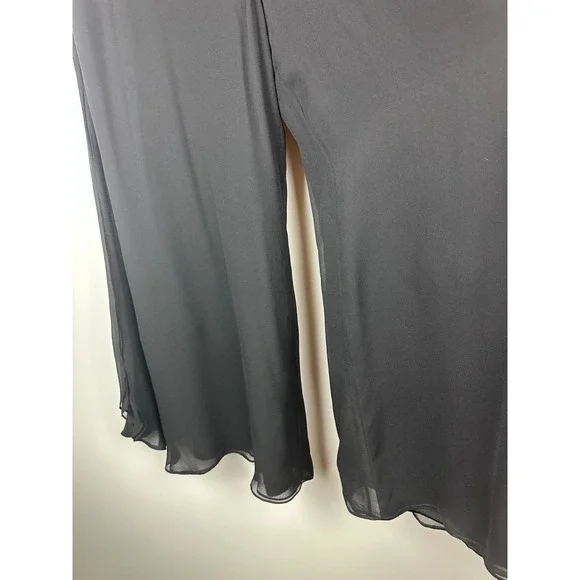 St. John Evening 100% Silk Chiffon Overlay Pants Wide-Leg Slit Black Size 12 - Picture 13 of 16